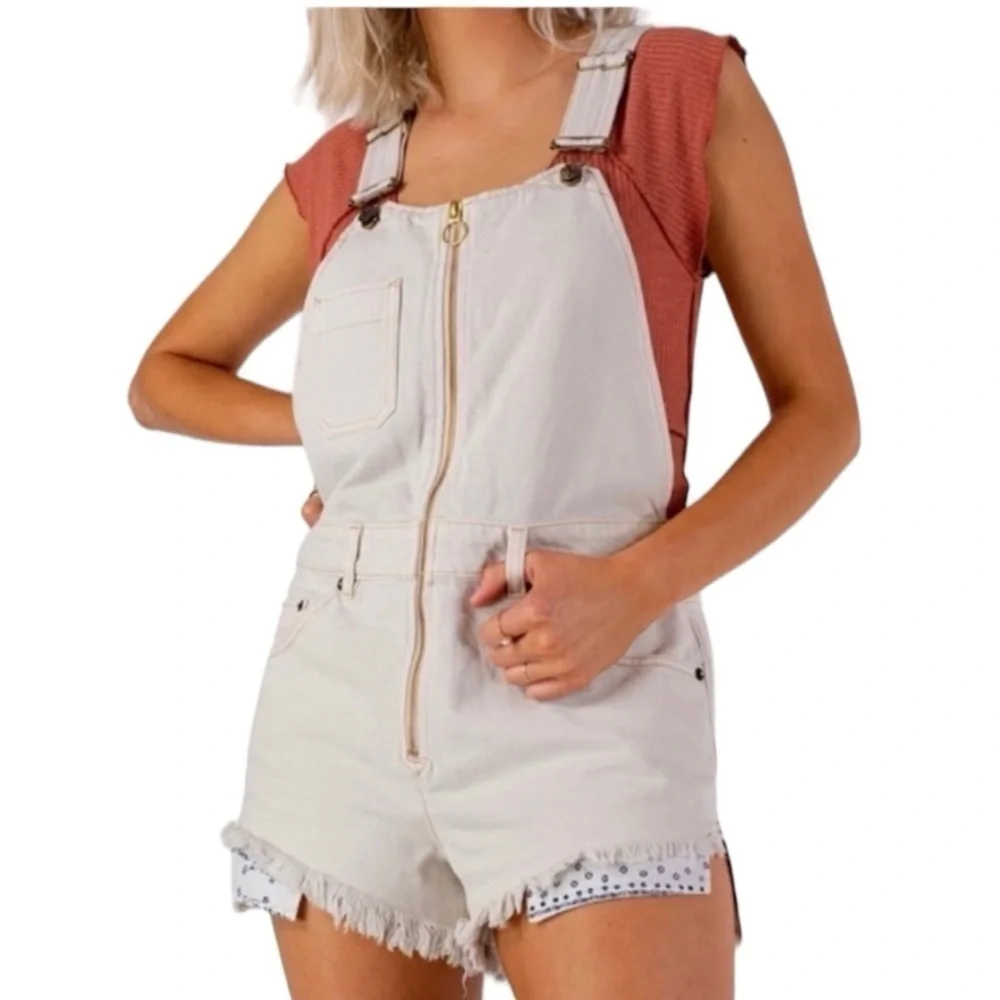 NWT Free People Womens Sunkissed Shortall, Off White